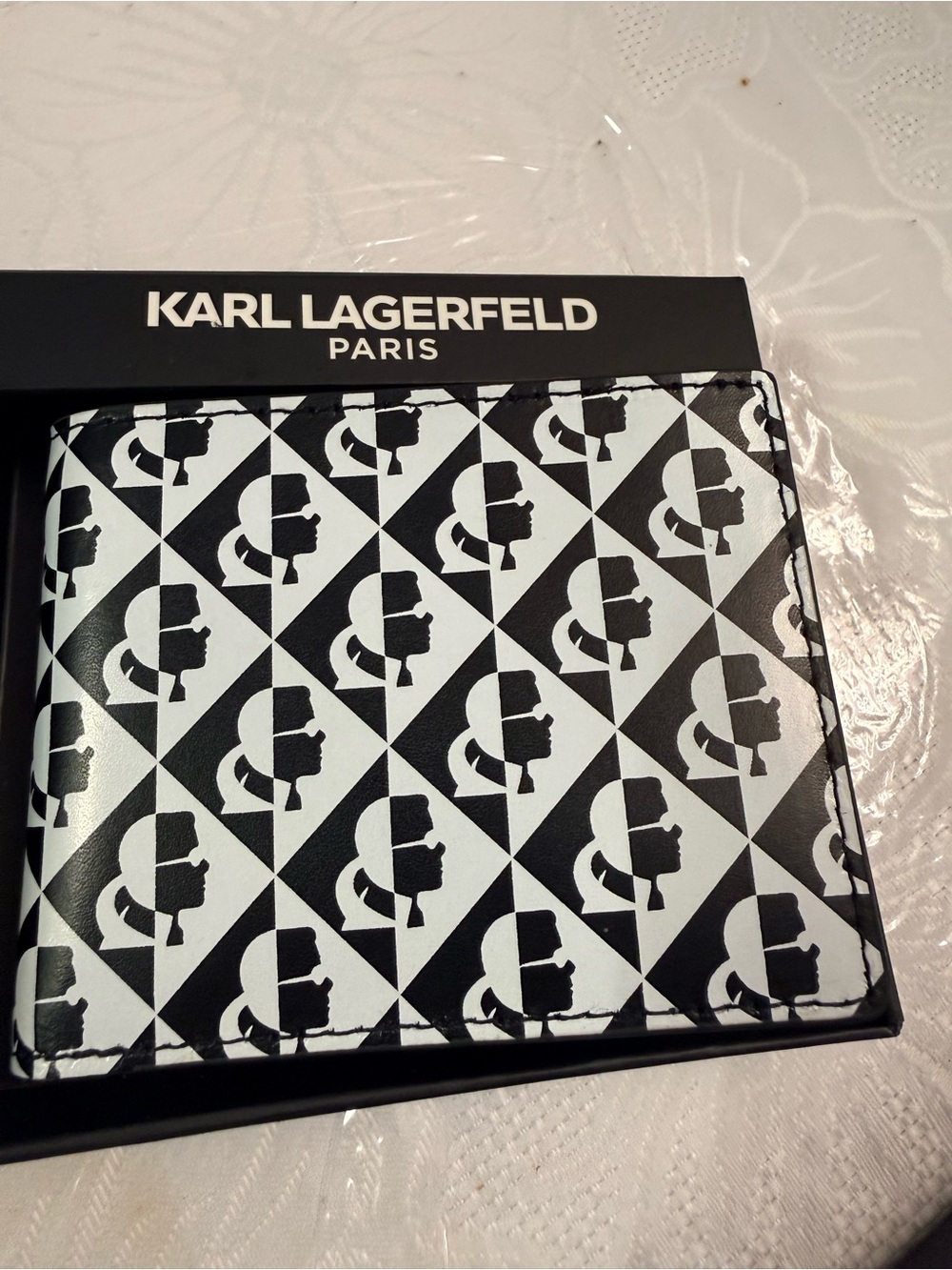 Karl Lagerfeld Black & Light Gray Bifold Wallet
